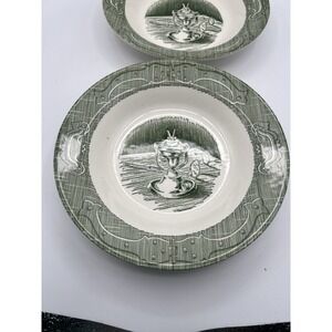 The Old Curiosity Shop Set Of 2 Soup Bowls 8.25" Royal China Green Vintage USA